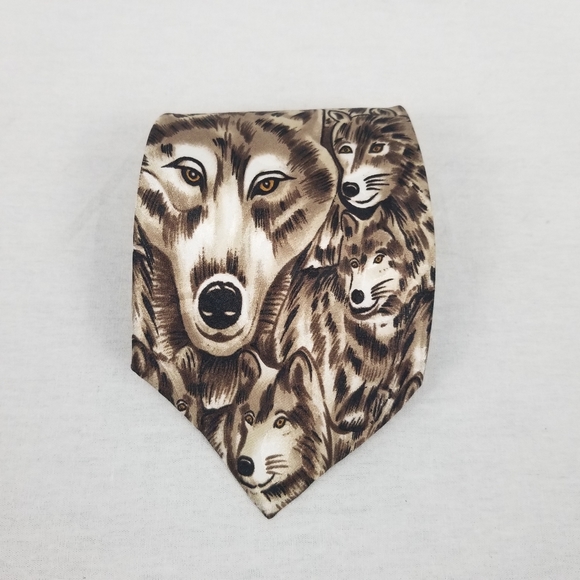 Vintage Steven Harris wolf print tie - Picture 3 of 5